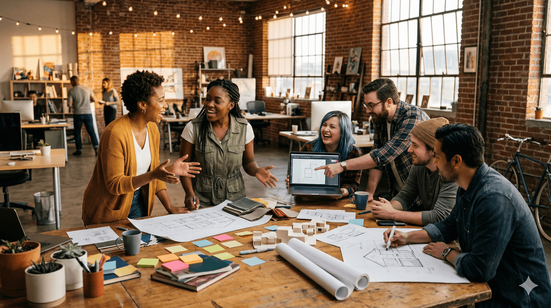 Creative professionals collaborating in an open studio